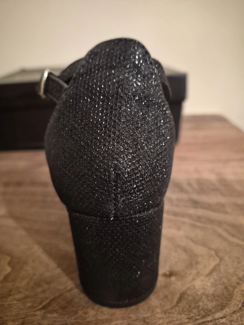 Target Black Glitter Ankle-Strap Block Heels